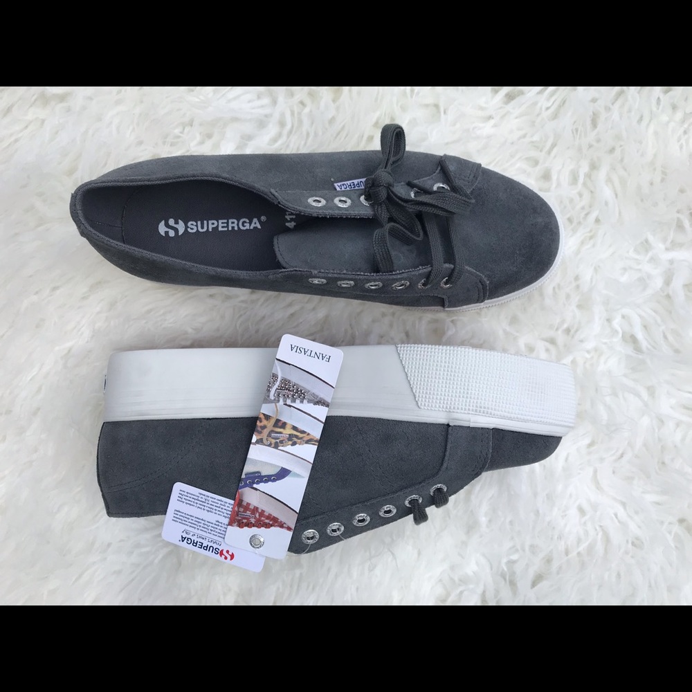 SUPERGA NWT Gray Suede Platform Sneaker. W size 8